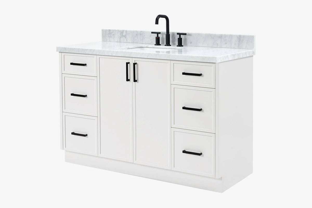 Ariel kelly 55 inch single rectangle sink bathroom vanity with countertop 1.5 inch edge