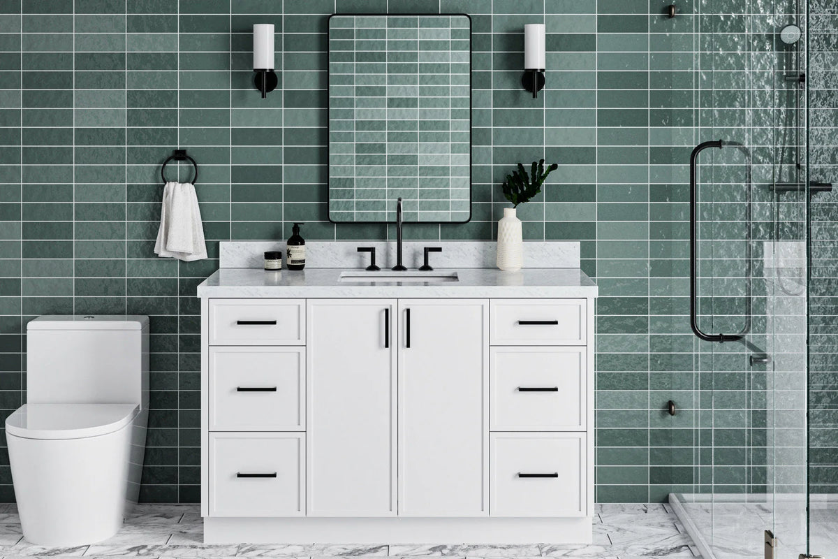 Ariel kelly 55 inch single rectangle sink bathroom vanity with countertop 1.5 inch edge