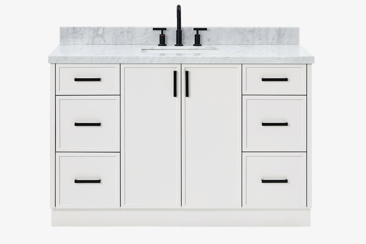 Ariel kelly 55 inch single rectangle sink bathroom vanity with countertop 1.5 inch edge