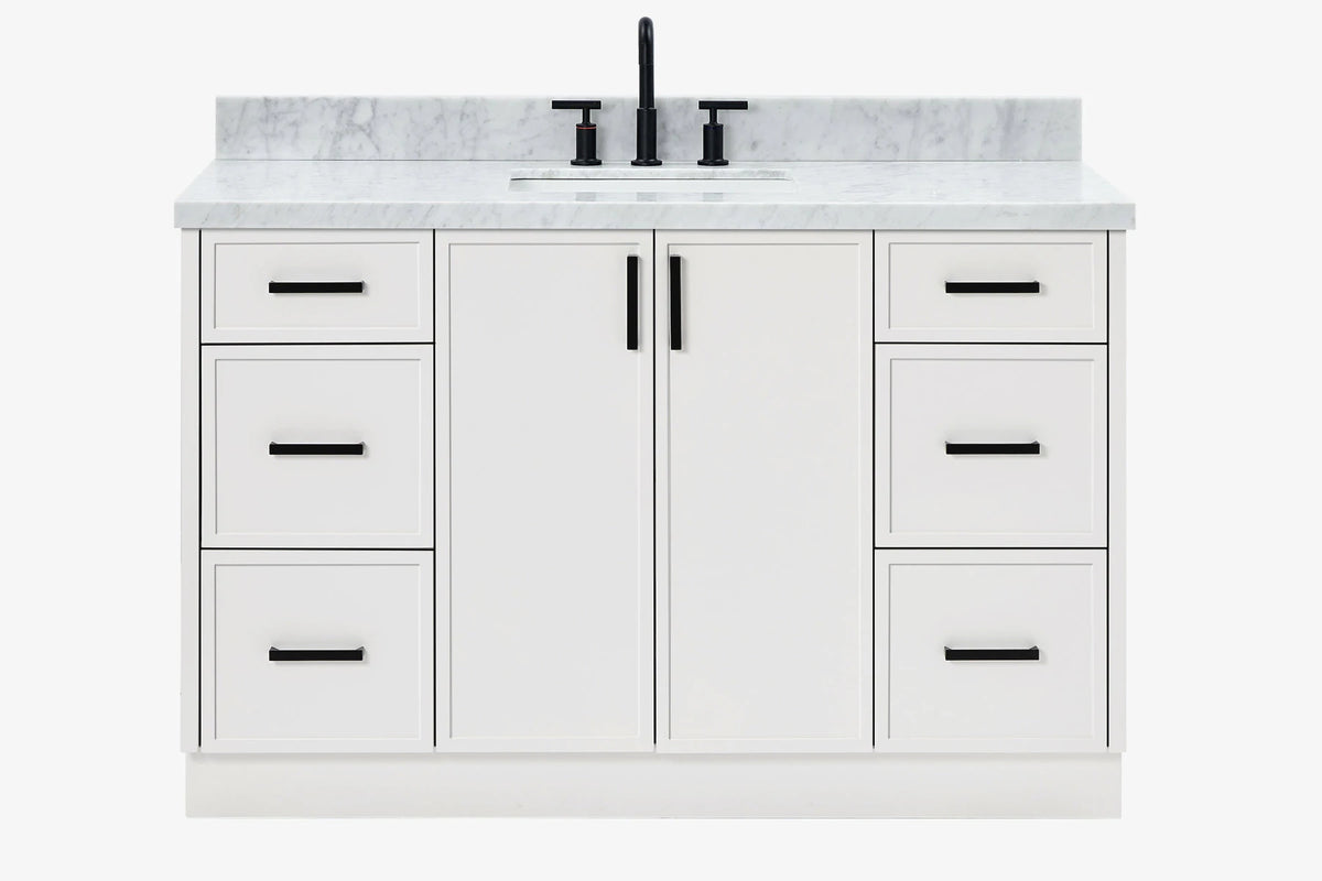 Ariel kelly 55 inch single rectangle sink bathroom vanity with countertop 1.5 inch edge