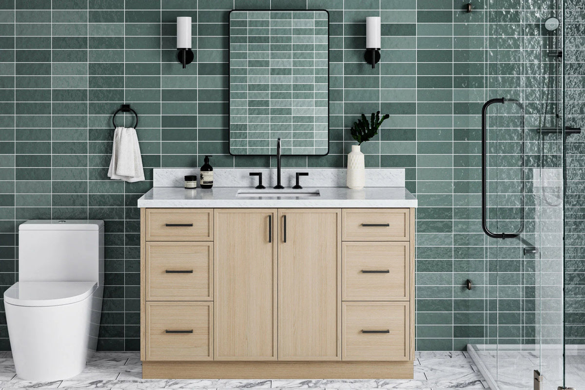 Ariel kelly 55 inch single rectangle sink bathroom vanity with countertop 1.5 inch edge