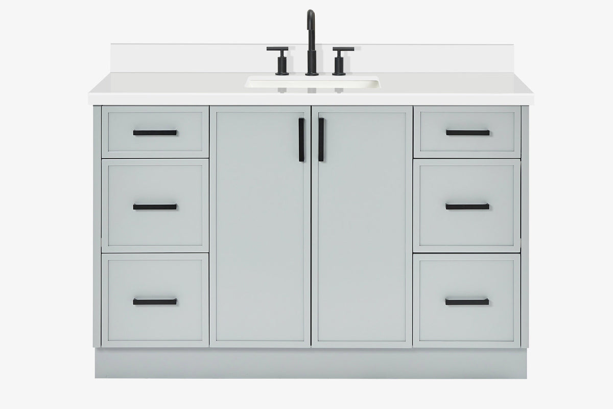 Ariel kelly 55 inch single rectangle sink bathroom vanity with countertop 1.5 inch edge