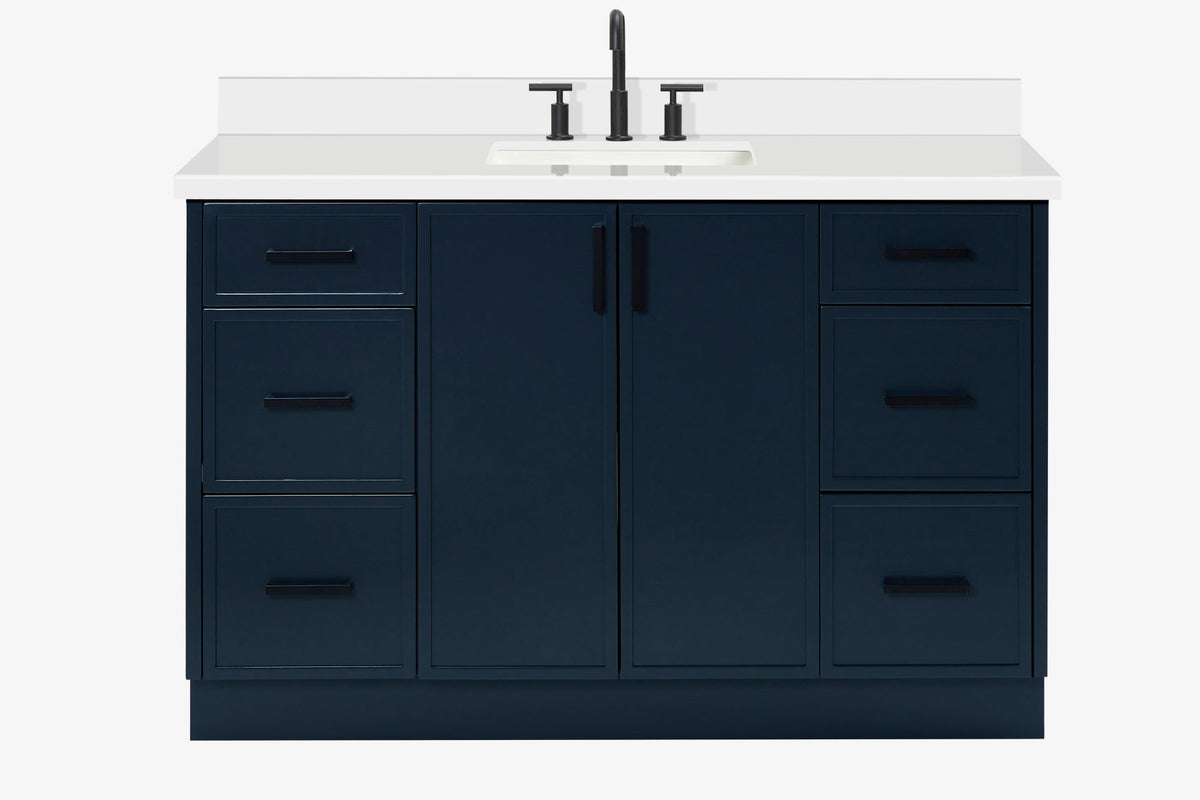 Ariel kelly 55 inch single rectangle sink bathroom vanity with countertop 1.5 inch edge
