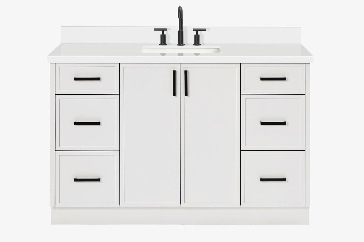 Ariel kelly 55 inch single rectangle sink bathroom vanity with countertop 1.5 inch edge