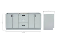 Ariel kelly 72 inch double sink base cabinet