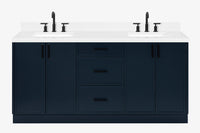 Ariel kelly 73 inch double rectangle sink bathroom vanity with countertop 1.5 inch edge