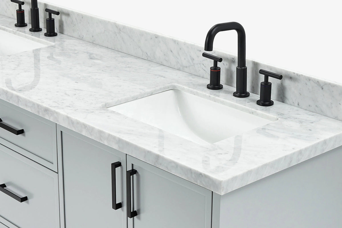 Ariel kelly 73 inch double rectangle sink bathroom vanity with countertop 1.5 inch edge