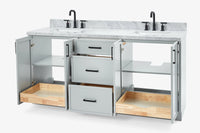 Ariel kelly 73 inch double rectangle sink bathroom vanity with countertop 1.5 inch edge