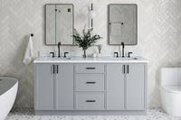 Ariel kelly 73 inch double rectangle sink bathroom vanity with countertop 1.5 inch edge