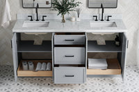 Ariel kelly 73 inch double rectangle sink bathroom vanity with countertop 1.5 inch edge
