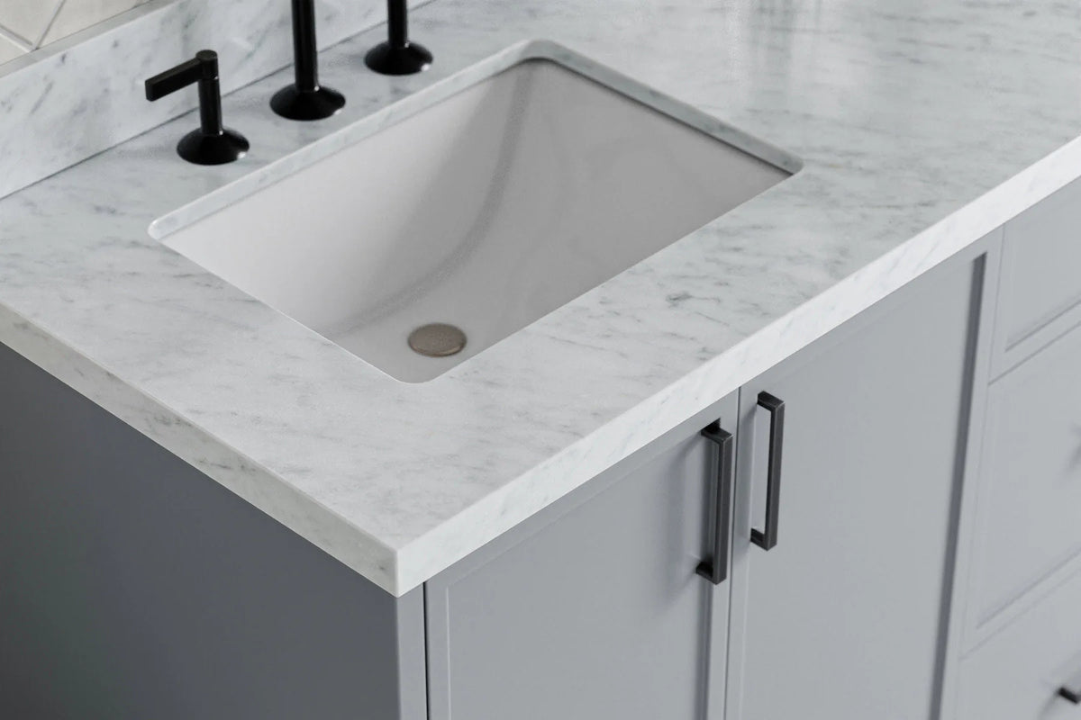 Ariel kelly 73 inch double rectangle sink bathroom vanity with countertop 1.5 inch edge