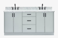 Ariel kelly 73 inch double rectangle sink bathroom vanity with countertop 1.5 inch edge