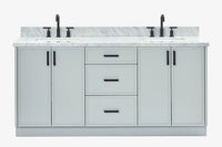 Ariel kelly 73 inch double rectangle sink bathroom vanity with countertop 1.5 inch edge