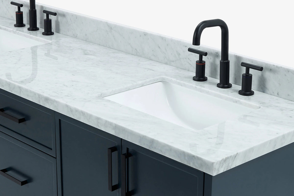 Ariel kelly 73 inch double rectangle sink bathroom vanity with countertop 1.5 inch edge