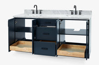 Ariel kelly 73 inch double rectangle sink bathroom vanity with countertop 1.5 inch edge