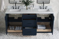 Ariel kelly 73 inch double rectangle sink bathroom vanity with countertop 1.5 inch edge