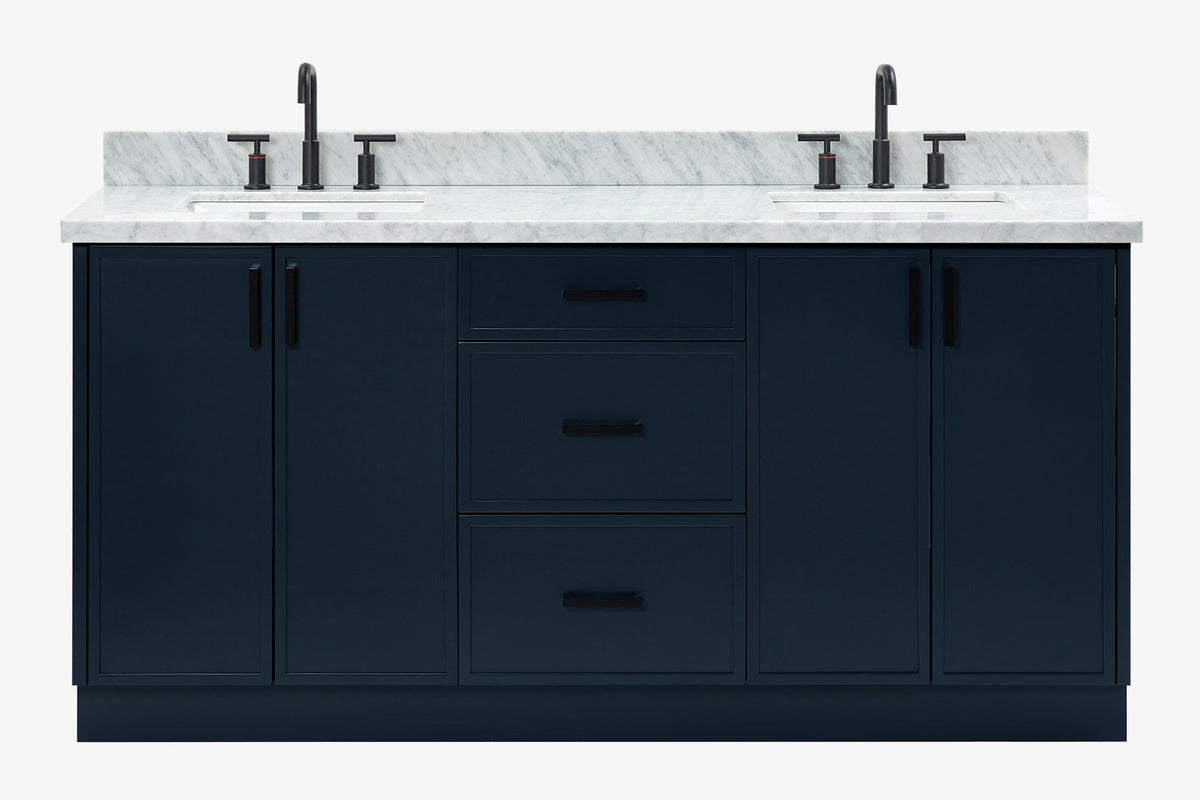 Ariel kelly 73 inch double rectangle sink bathroom vanity with countertop 1.5 inch edge