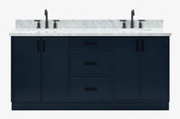 Ariel kelly 73 inch double rectangle sink bathroom vanity with countertop 1.5 inch edge
