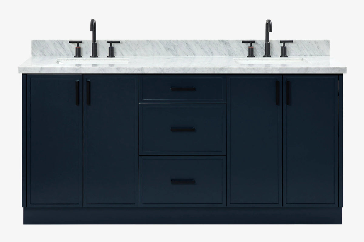 Ariel kelly 73 inch double rectangle sink bathroom vanity with countertop 1.5 inch edge