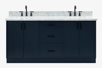 Ariel kelly 73 inch double rectangle sink bathroom vanity with countertop 1.5 inch edge