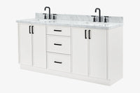Ariel kelly 73 inch double rectangle sink bathroom vanity with countertop 1.5 inch edge