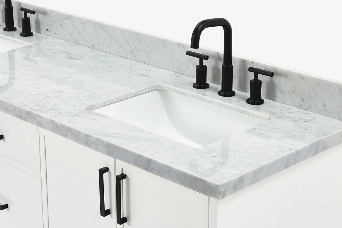 Ariel kelly 73 inch double rectangle sink bathroom vanity with countertop 1.5 inch edge