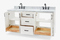 Ariel kelly 73 inch double rectangle sink bathroom vanity with countertop 1.5 inch edge