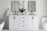 Ariel kelly 73 inch double rectangle sink bathroom vanity with countertop 1.5 inch edge