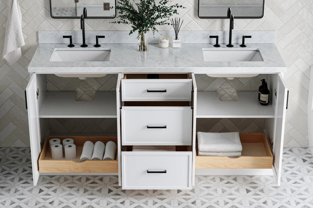 Ariel kelly 73 inch double rectangle sink bathroom vanity with countertop 1.5 inch edge