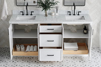 Ariel kelly 73 inch double rectangle sink bathroom vanity with countertop 1.5 inch edge