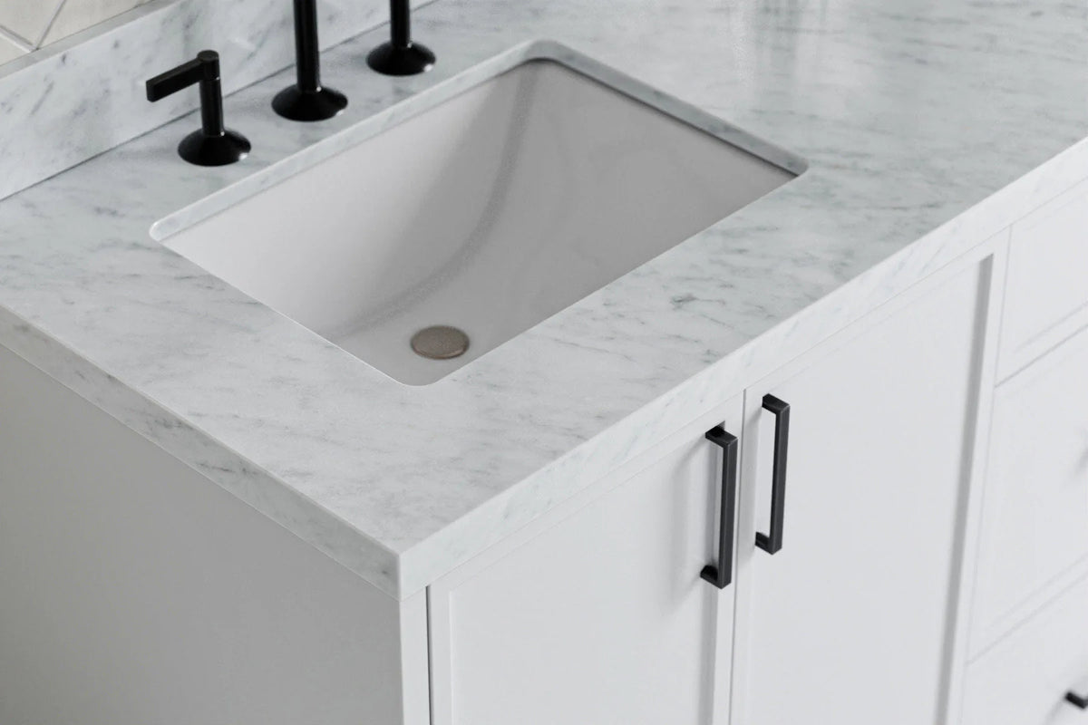 Ariel kelly 73 inch double rectangle sink bathroom vanity with countertop 1.5 inch edge