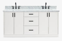Ariel kelly 73 inch double rectangle sink bathroom vanity with countertop 1.5 inch edge