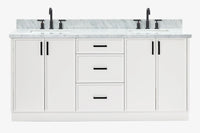 Ariel kelly 73 inch double rectangle sink bathroom vanity with countertop 1.5 inch edge