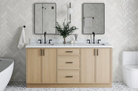 Ariel kelly 73 inch double rectangle sink bathroom vanity with countertop 1.5 inch edge
