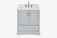 Ariel stafford 30.5 in. single rectangle sink vanity with carrara white marble countertop w/0.75" edge in white