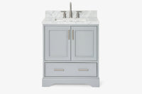 Ariel stafford 30.5 in. single rectangle sink vanity with carrara white marble countertop w/0.75" edge in white