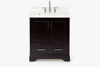 Ariel stafford 30.5 in. single rectangle sink vanity with carrara white marble countertop w/0.75" edge in white