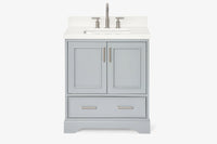 Ariel stafford 30.5 in. single rectangle sink vanity with carrara white marble countertop w/0.75" edge in white