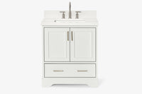 Ariel stafford 30.5 in. single rectangle sink vanity with carrara white marble countertop w/0.75" edge in white