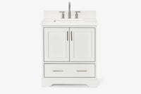 Ariel stafford 30.5 in. single rectangle sink vanity with carrara white marble countertop w/0.75" edge in white