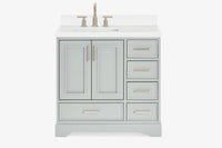 Ariel stafford 37 inch single left offset rectangle sink vanity with carrara white marble countertop w/0.75" edge in midnight blue