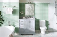 Ariel stafford 37 inch single right offset rectangle sink vanity with carrara white marble countertop w/0.75" edge in white