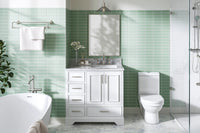 Ariel stafford 37 inch single right offset rectangle sink vanity with carrara white marble countertop w/0.75" edge in white