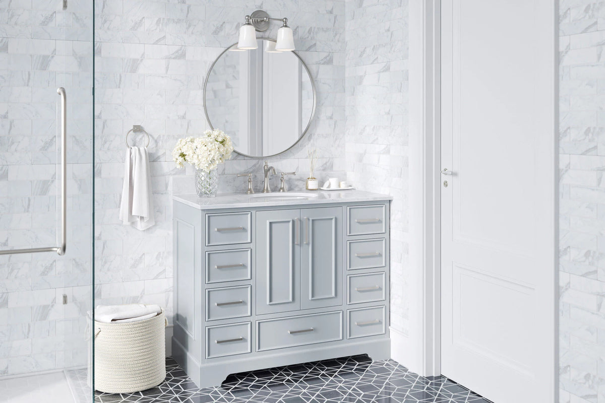 Ariel stafford 42 inch single sink base cabinet in white