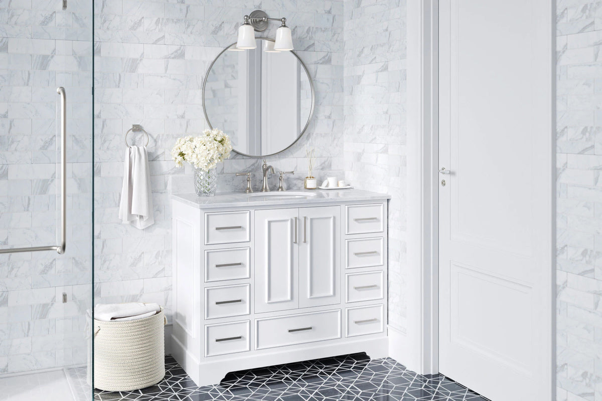 Ariel stafford 42 inch single sink base cabinet in white