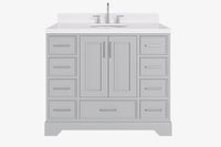 Skip to the beginning of the images gallery Ariel stafford 43 inch single oval sink vanity with carrara white marble countertop w/0.75" edge in white
