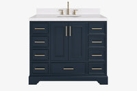 Skip to the beginning of the images gallery Ariel stafford 43 inch single oval sink vanity with carrara white marble countertop w/0.75" edge in white
