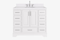 Skip to the beginning of the images gallery Ariel stafford 43 inch single oval sink vanity with carrara white marble countertop w/0.75" edge in white