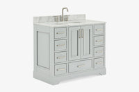 Skip to the beginning of the images gallery Ariel stafford 43 inch single oval sink vanity with carrara white marble countertop w/0.75" edge in white