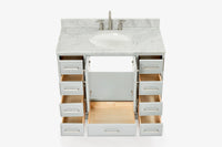Skip to the beginning of the images gallery Ariel stafford 43 inch single oval sink vanity with carrara white marble countertop w/0.75" edge in white